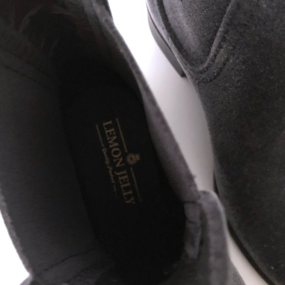 Lemon Jelly rubber boots ☂️ charcoal grey velvet texture! Sz 38 - Picture 3 of 8